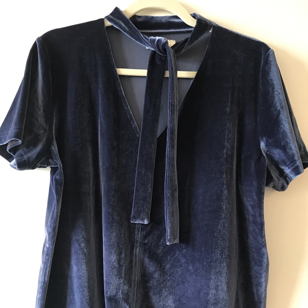 Indigo Velvet front-tie Madewell top